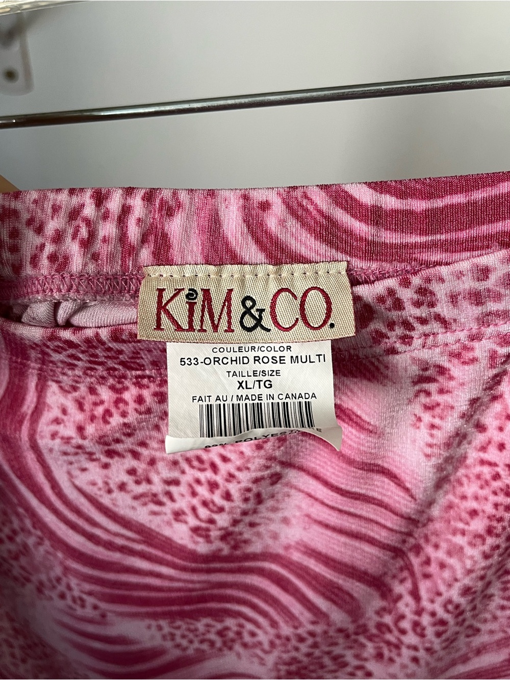 Kim&Co Pink Funky Wave & Leopard Print Midi Skirt Size XL - Picture 8 of 9